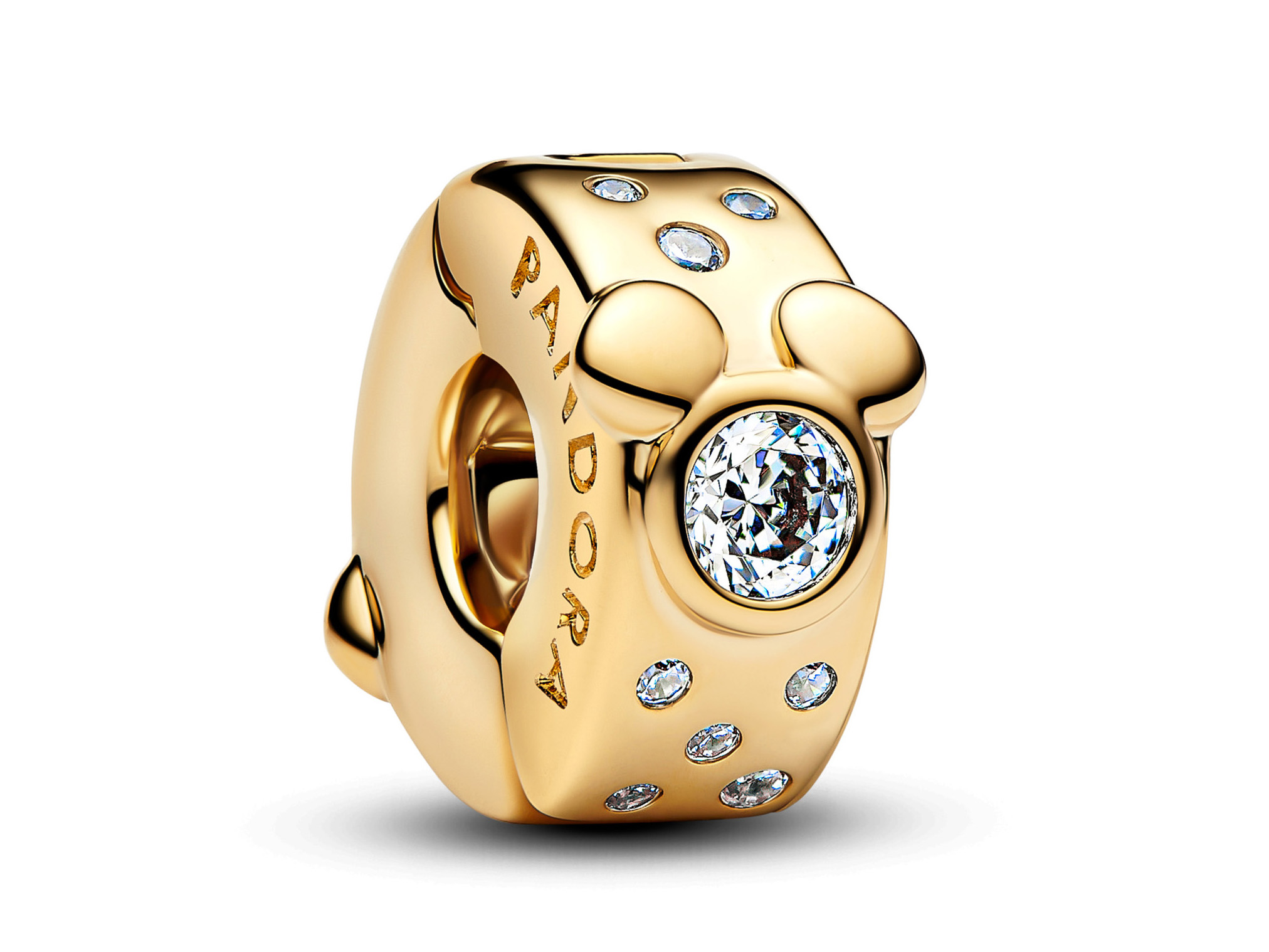 Pandora 764130C01 - Disney Micky & Minnie Maus Clip-Charm - Gelbgold Vergoldung - Zirkonia