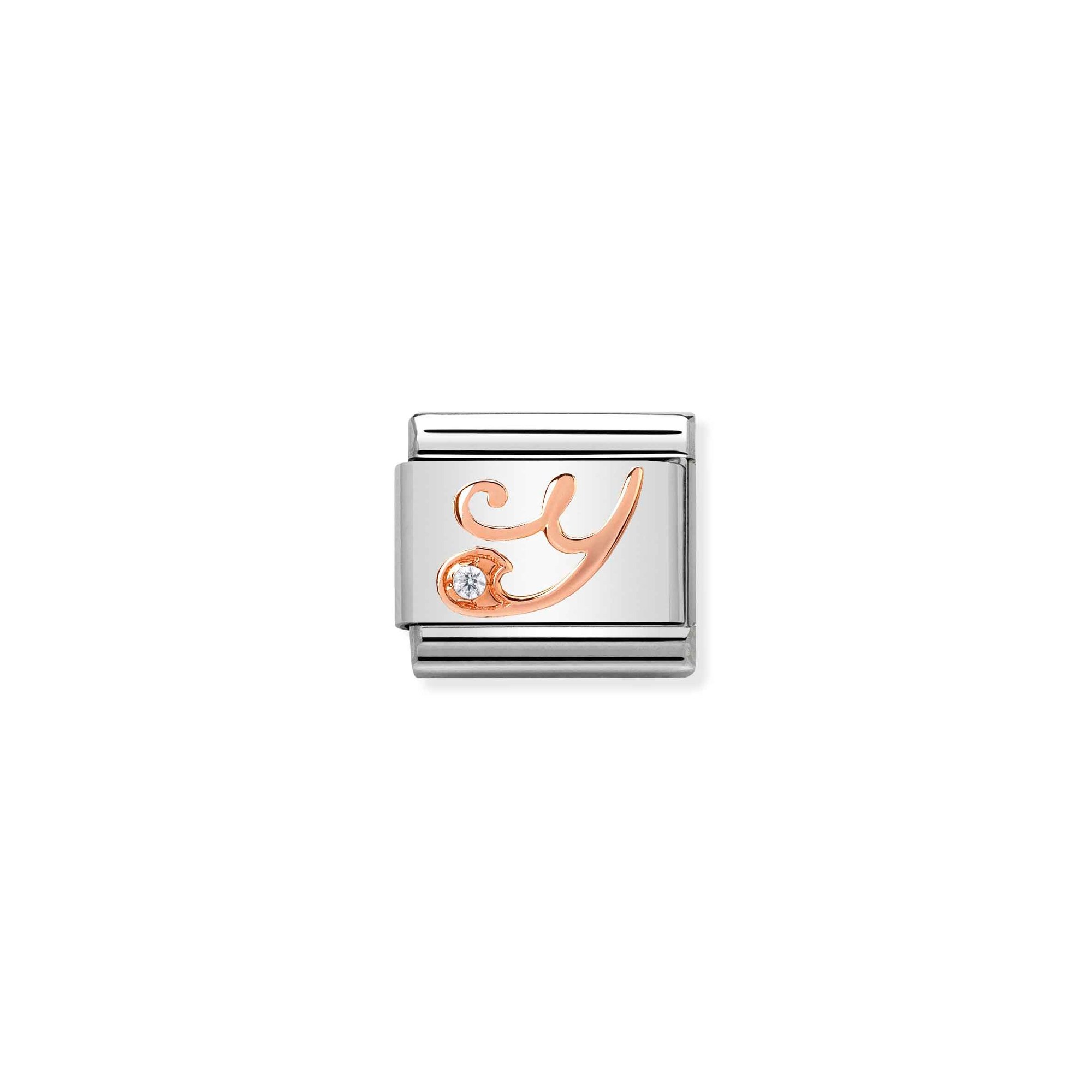 Nomination Composable Classic Charm Buchstabe Y - Edelstahl, Gold 375 Roségold, Zirkonia