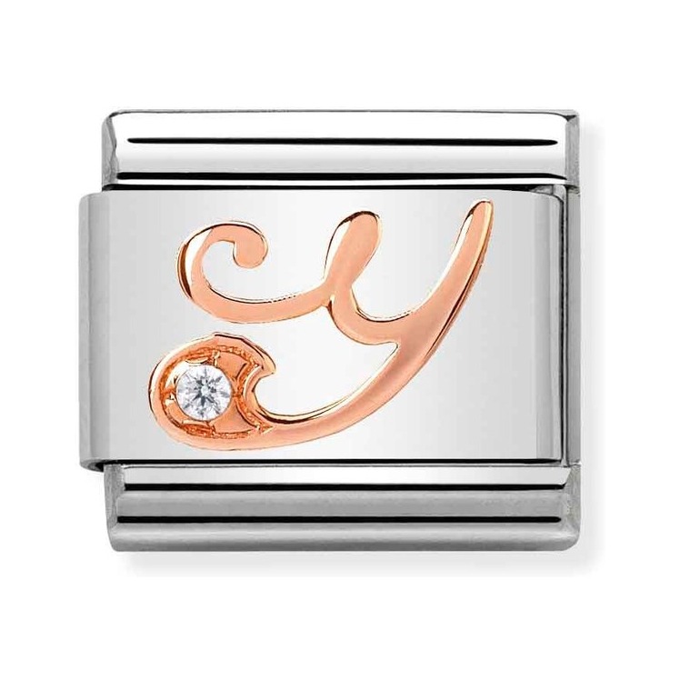 Nomination Composable Classic Charm Buchstabe Y - Edelstahl, Gold 375 Roségold, Zirkonia