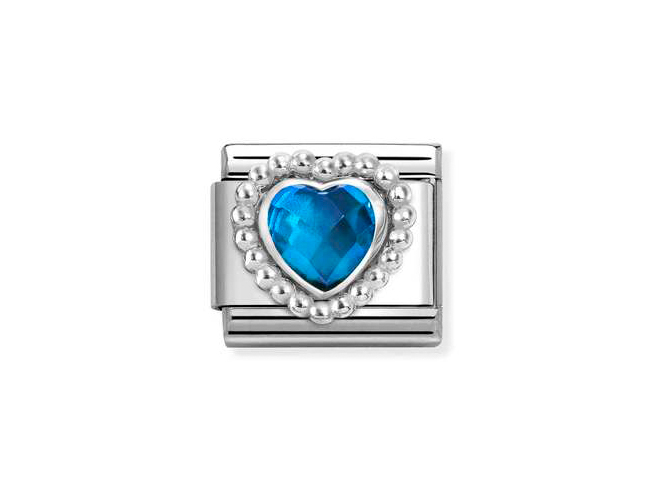 Nomination 330606 07 - CLASSIC fac. Zirkonia in Sterling Silber Kugelfassung - BLAU