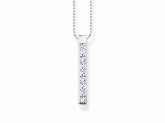Thomas Sabo Kette KE2146-051-14-L45V aus Sterling Silber mit Zirkonia, 45 cm verstellbar, schlichte Eleganz mit einem langen, glänzenden Anhänger, ideal für besondere Anlässe.