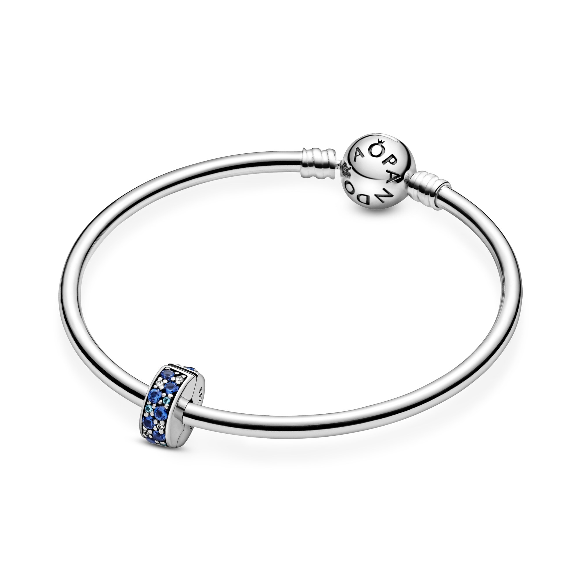 PANDORA Blauer Pavé-Glanz - Silber Charm – Ansicht 5