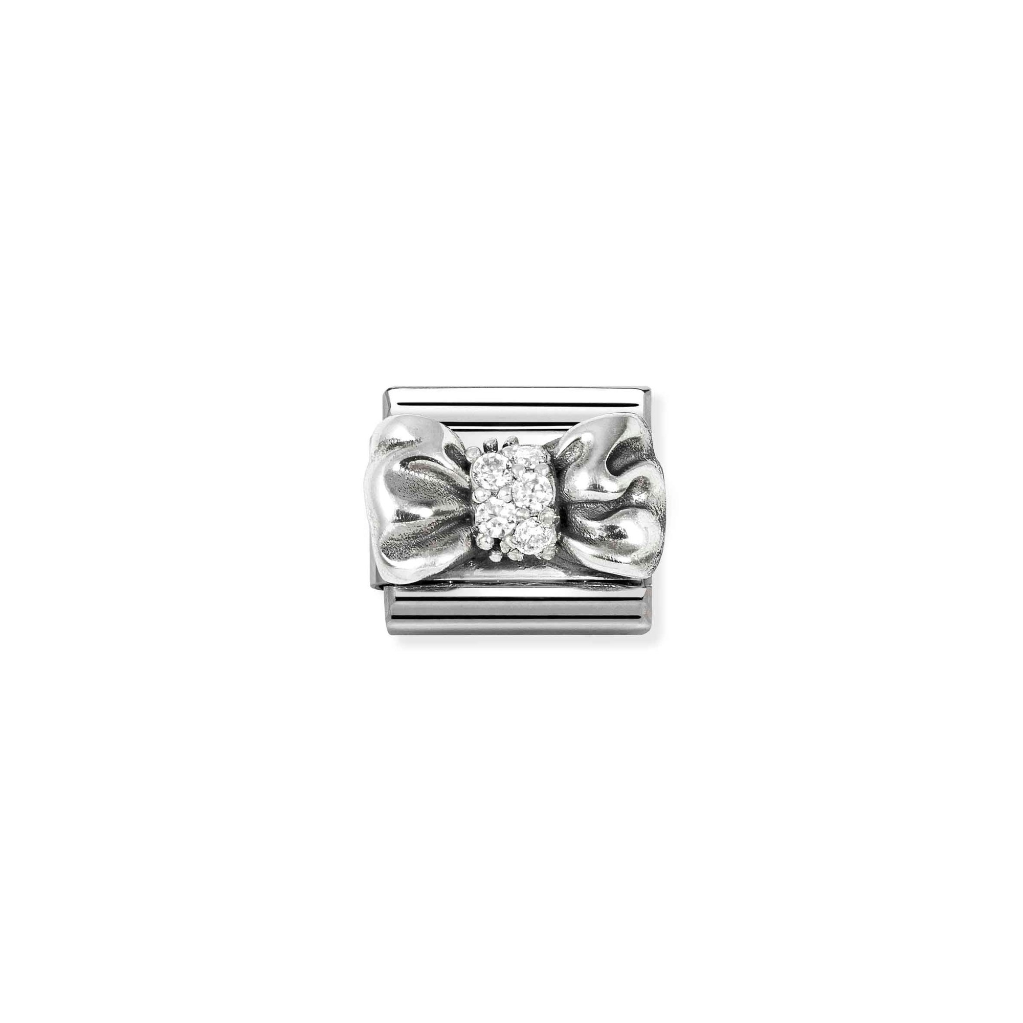 Nomination CLASSIC Element - oxidiertes Sterling Silber - Zirkonia - Schleife - Weiß – Ansicht 2