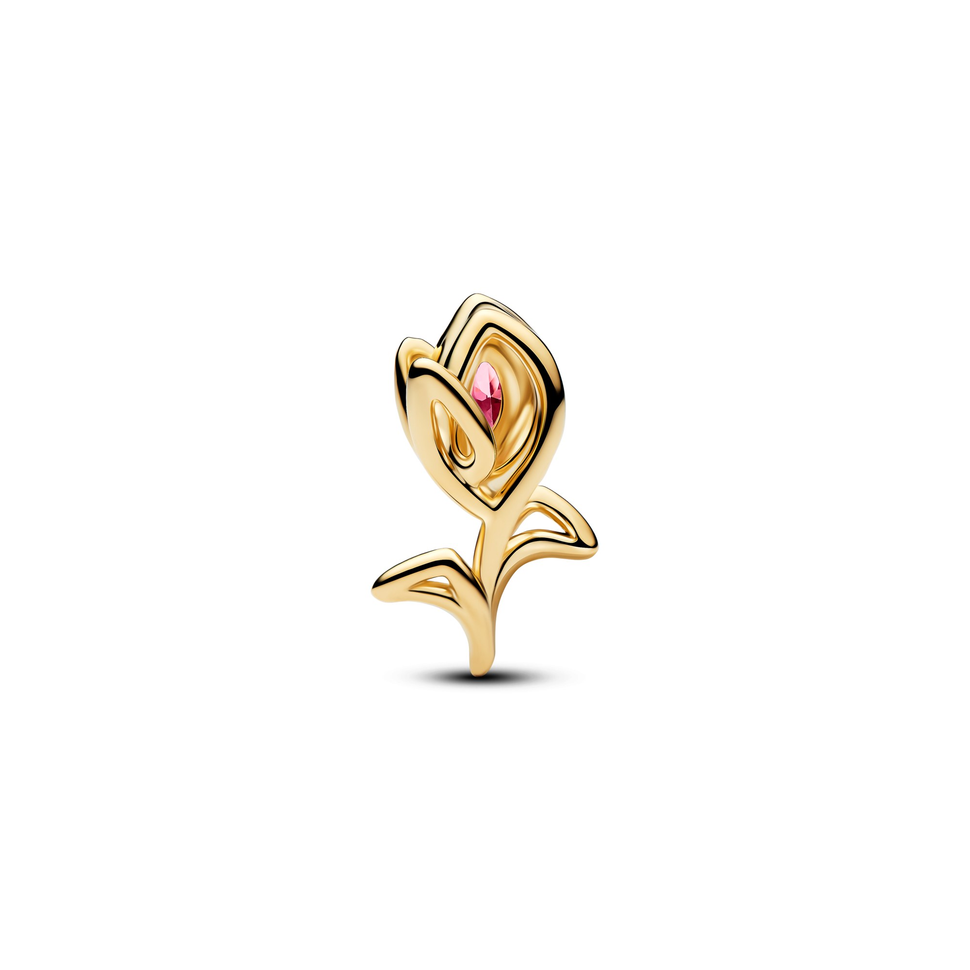 Pandora Tulpe Charm - Gelbgold Vergoldung - Zirkonia Pink – Ansicht 3