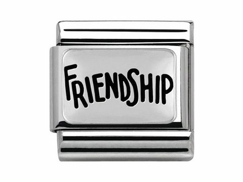 Silberner Anhänger von Nomination mit der Gravur FRIENDSHIP in modernem Schriftstil, Modell Classic, für Freundschaftsmomente, Hersteller SilverShine.