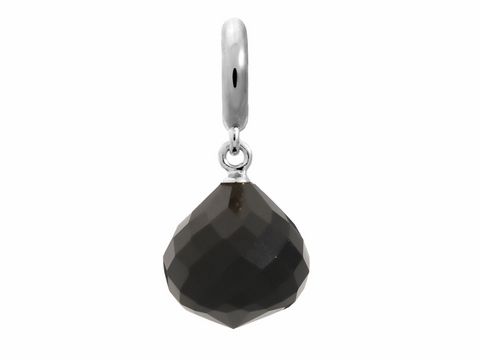 Silberner Charm in Tropfenform mit facettiertem schwarzem Kristall, Teil der J.Lo Kollektion von Endless, ideal für Schmuckliebhaber.