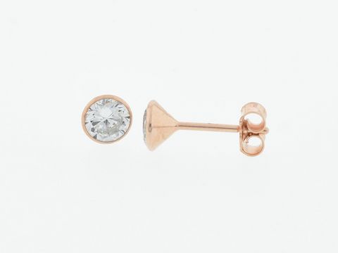 Silber Ohrringe in Kelchform, silber rosé vergoldet, Durchmesser 5,2 mm, mit Zirkonia, Hersteller: Juwelier Harnisch. Elegantes Design für jeden Anlass.