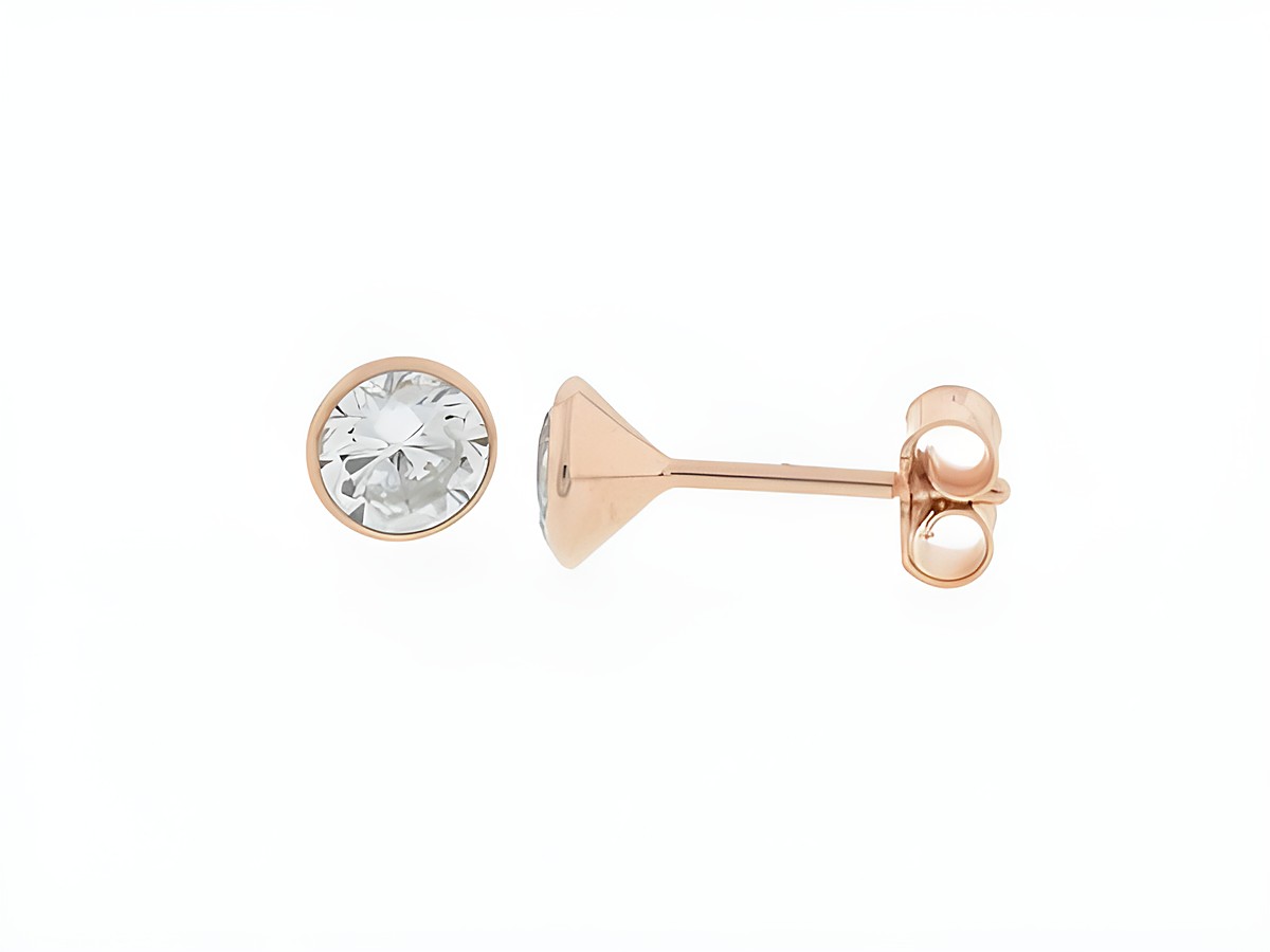 Silber Ohrringe in Kelchform, silber rosé vergoldet, Durchmesser 5,2 mm, mit Zirkonia, Hersteller: Juwelier Harnisch. Elegantes Design für jeden Anlass.