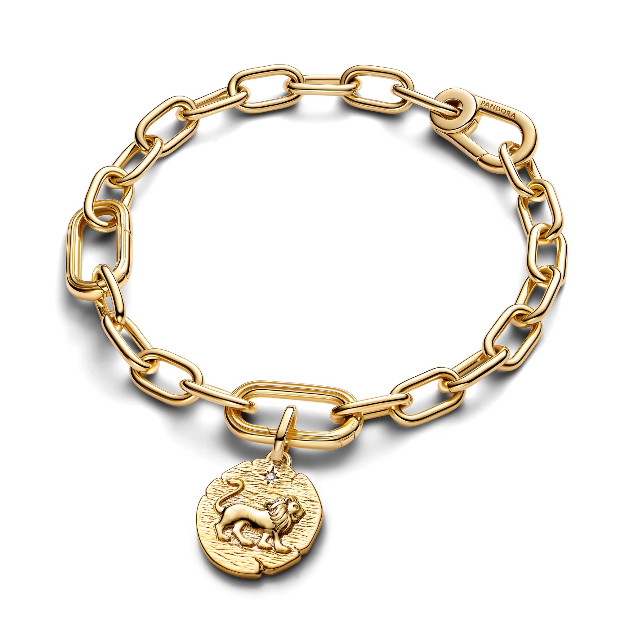 Pandora Me - Löwe Medaillon-Charm - Gelbgold Vergoldung - Zirkonia- VITA VERITAS VIRTUS – Ansicht 2