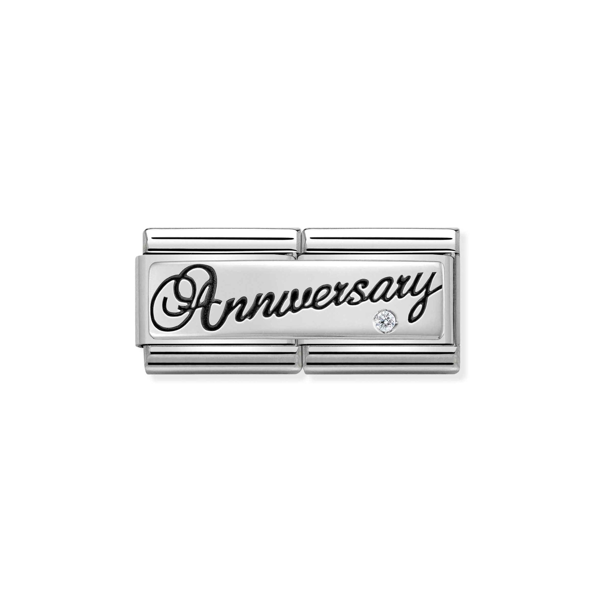 Nomination Composable Classic Double Charm Anniversary - Edelstahl, Sterling Silber, Zirkonia