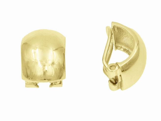 Ohrclip aus glattem, poliertem Sterling Silber, vergoldet in Gelbgold, vom Hersteller Juwelier Harnisch. Elegantes und zeitloses Design für jeden Anlass.