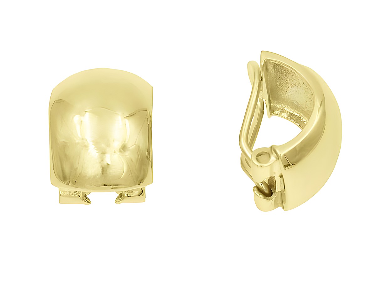 Ohrclip aus glattem, poliertem Sterling Silber, vergoldet in Gelbgold, vom Hersteller Juwelier Harnisch. Elegantes und zeitloses Design für jeden Anlass.