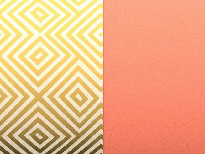 Armreif Einlage 40 mm in Blush Hautfarben-Muster mit beige-goldenem geometrischen Design und glatter rosa Oberfläche, ideal für den Les Georgettes Rubik-Blush.
