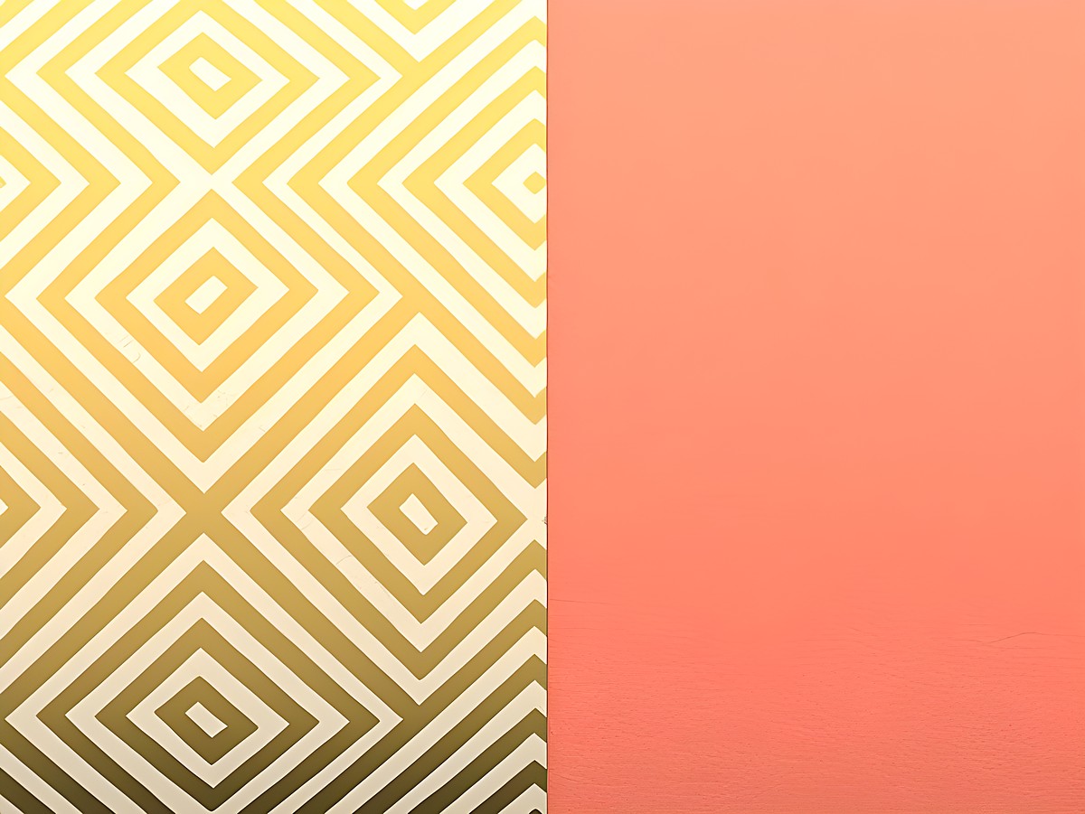 Armreif Einlage 40 mm in Blush Hautfarben-Muster mit beige-goldenem geometrischen Design und glatter rosa Oberfläche, ideal für den Les Georgettes Rubik-Blush.
