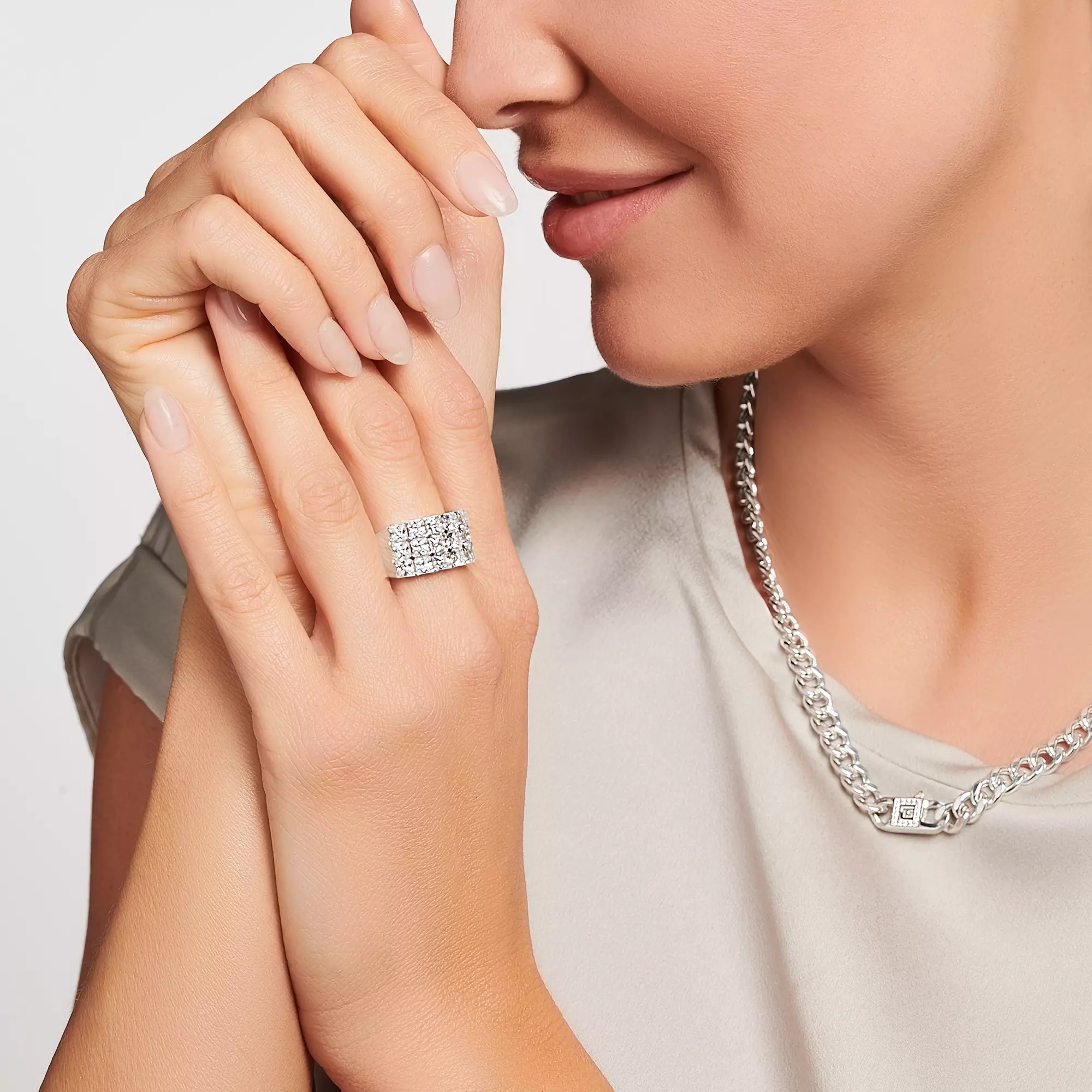 Thomas Sabo Ring weiße Steine Pavé silber – Zirkonia – Ansicht 2