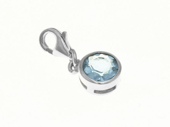 Charmanhänger aus Sterling Silber mit rundem Zirkonia, poliert und von Hersteller Juwelier Harnisch, ideal für Schmuckstücke und persönliche Akzente.