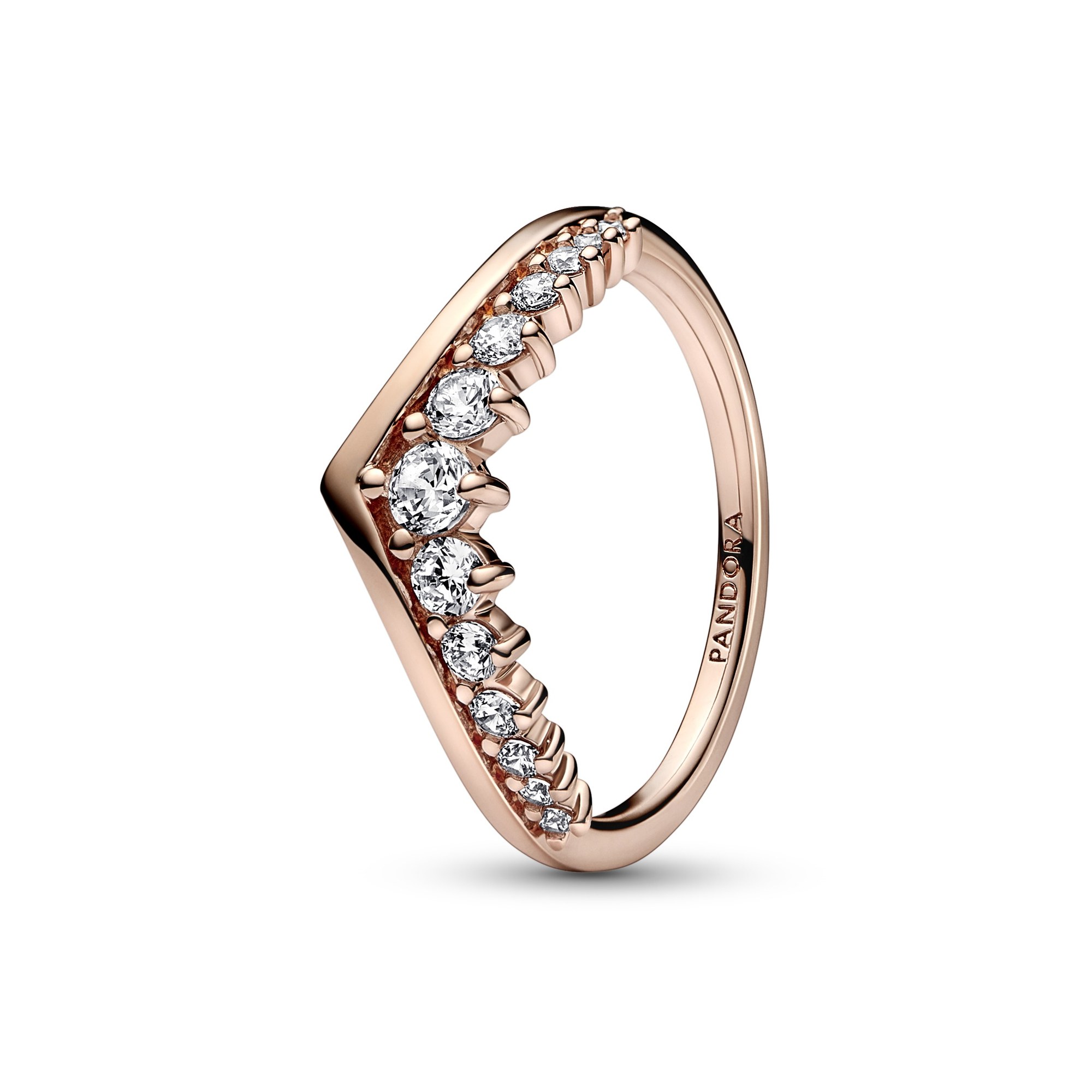 Pandora Wishbone Schwebender Pavé-Ring - Roségold Verg. - Zirkonia - Klar