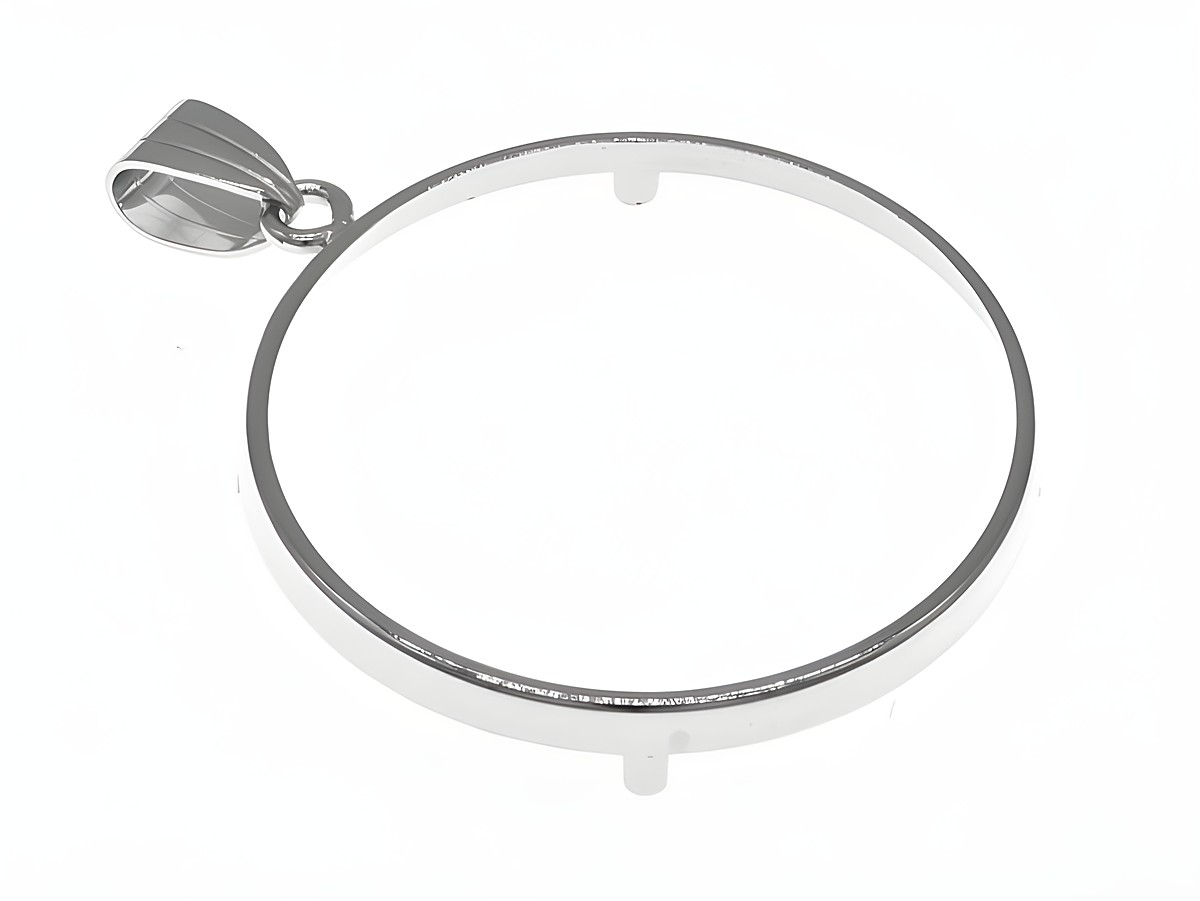 Schlichter Münzfassung Anhänger aus rhodiniertem 925 Sterling Silber, Durchmesser 34 mm, geeignet für Münzen bis 3,5 cm, Hersteller Juwelier Harnisch.