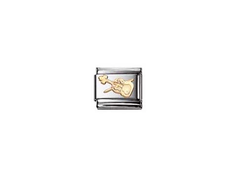 Violine Element aus der Kollektion Classic Music von Nomination, gefertigt aus hochwertigem Gold und Edelstahl, zeigt eine stilisierte Violine in kunstvollem Design.