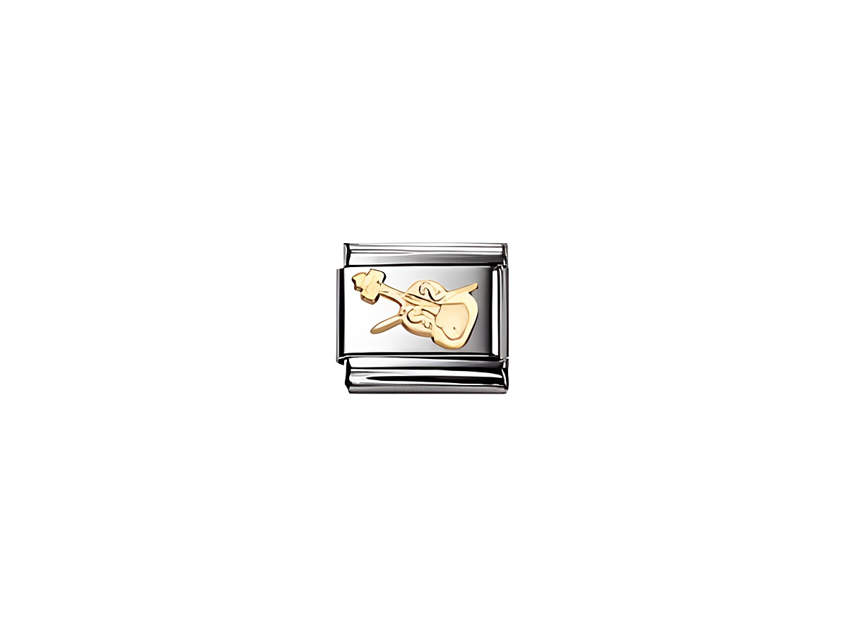 Violine Element aus der Kollektion Classic Music von Nomination, gefertigt aus hochwertigem Gold und Edelstahl, zeigt eine stilisierte Violine in kunstvollem Design.