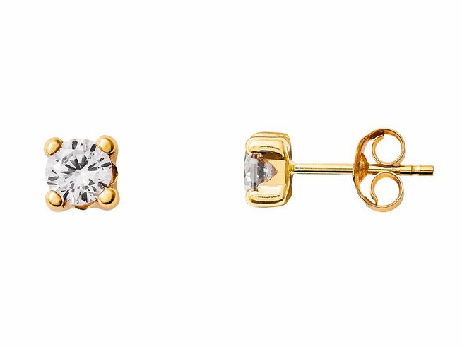 Gelbgold 585 Ohrstecker von Xenox, poliert, mit funkelndem Zirkonia, elegant im Design, ideal für jeden Anlass, hochwertiger Echt Gold Ohrschmuck.