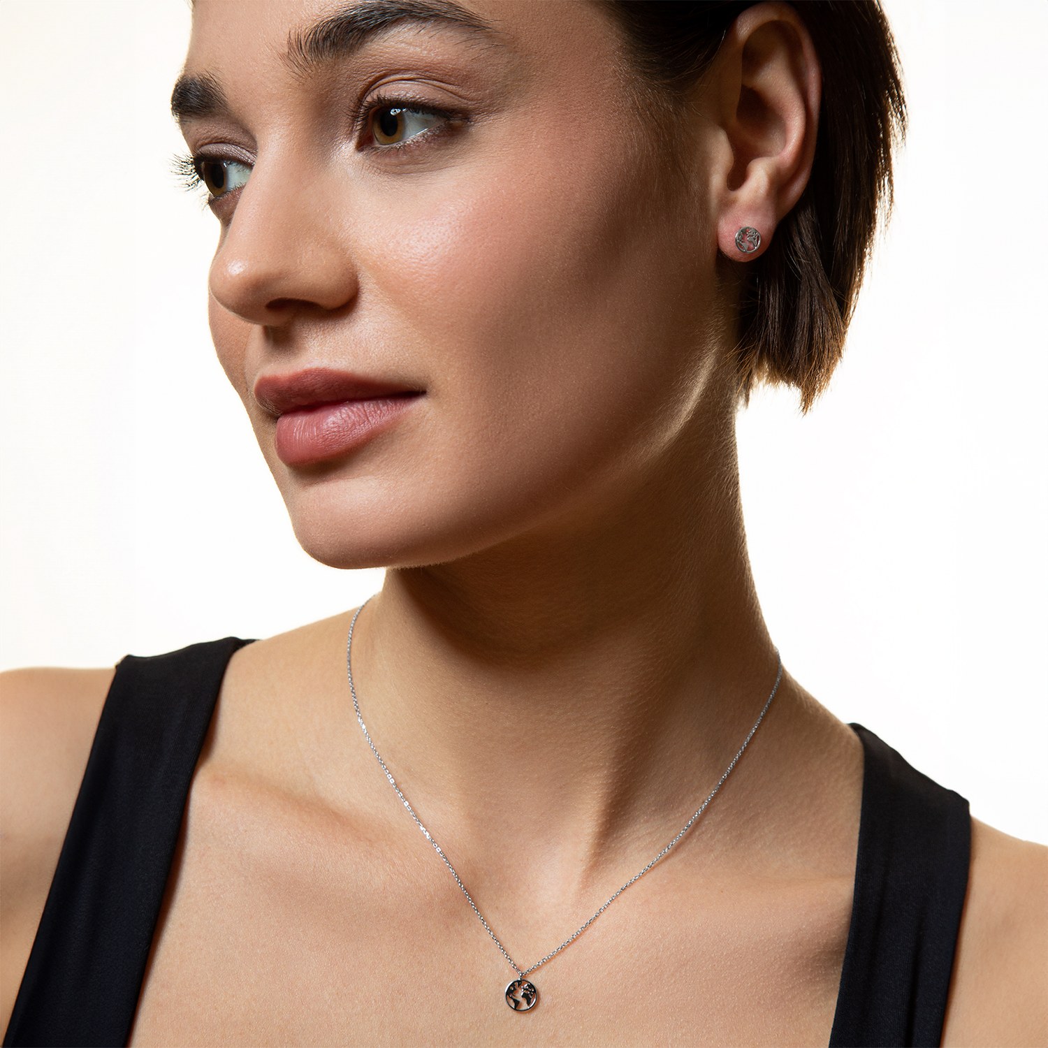 XENOX Sterling Silber Kette XS3160 - 40-45 cm - WANDERLUST - Ankerkette - Weltkugel – Ansicht 3