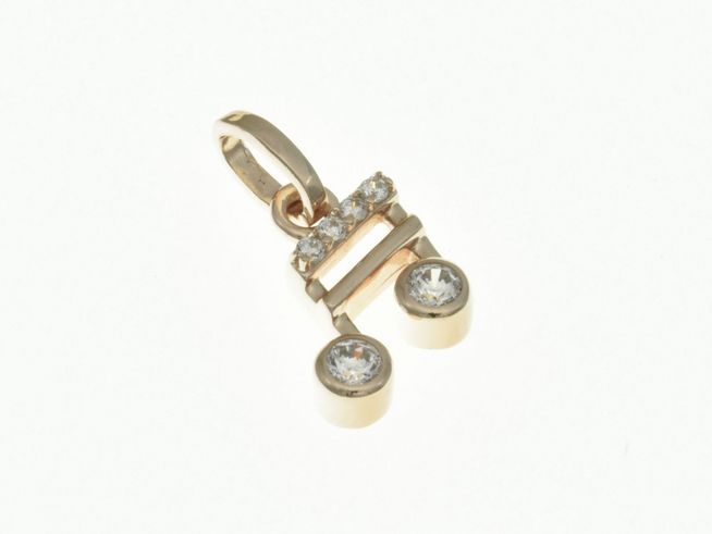 Ein Musiknote Anhänger aus Sterling Silber in Roségold mit Zirkonia, ideal für Kinder, glänzende Akzente und filigranes Design von Juwelier Harnisch.