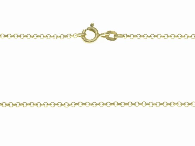 Kette Rundanker aus Sterling Silber, vergoldet in Gelbgold, 42 cm, Hersteller: Juwelier Harnisch, beschreibt eine elegant glänzende Halskette mit sicherem Karabinerverschluss.