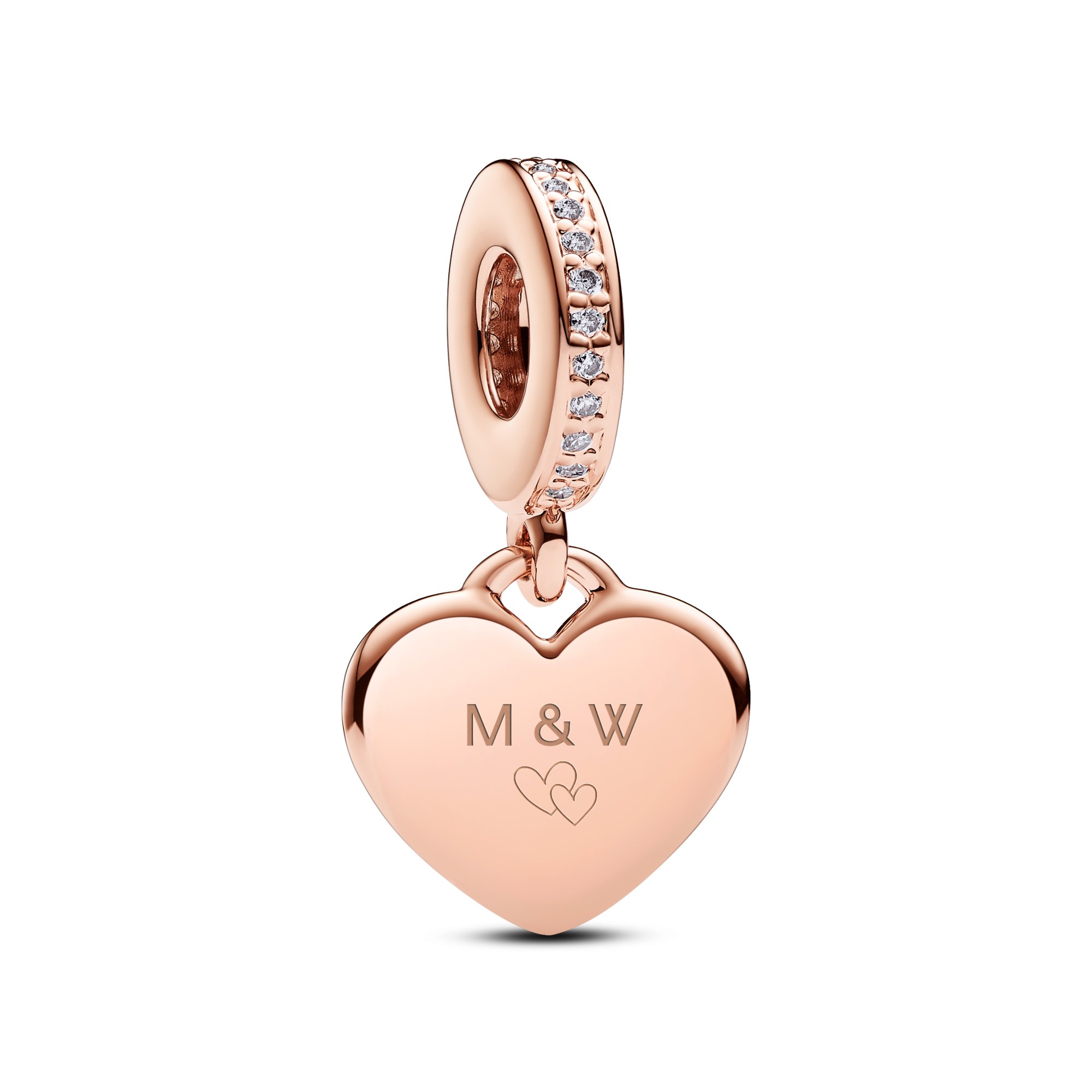 Pandora poliertes Herz - Roségold Vergoldung Charm - Zirkonia – Ansicht 2