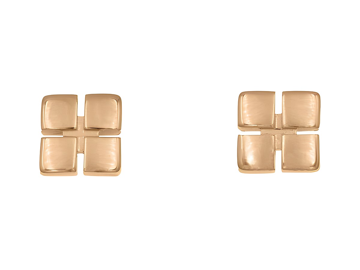 Ohrringe Klötzchen Kissen aus Sterling Silber mit Roségold Vergoldung von Juwelier Harnisch, Ohrstecker ohne Stein, stilvolles und minimalistisches Design.