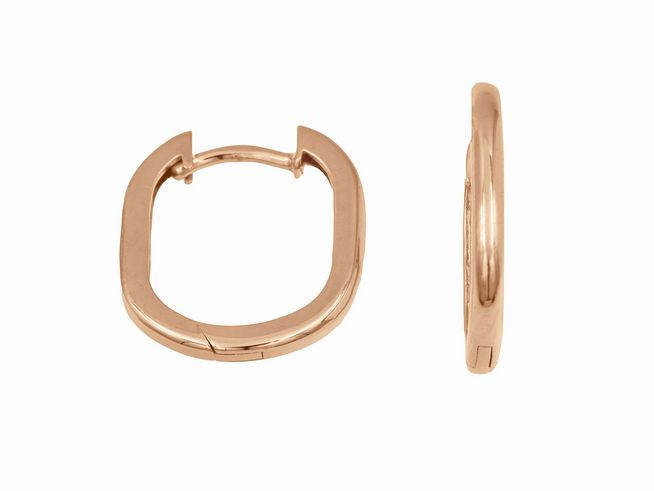 Creolen Rundrechteck 1,6 cm aus Sterling Silber mit Roségold Vergoldung, elegant und modern gestaltet, ideal für jeden Anlass, Hersteller Juwelier Harnisch.