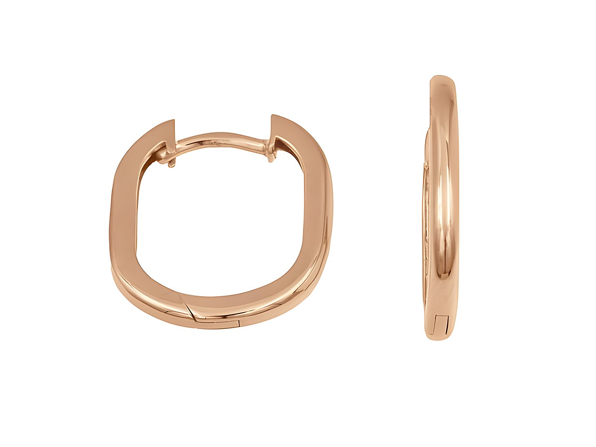 Creolen Rundrechteck 1,6 cm aus Sterling Silber mit Roségold Vergoldung, elegant und modern gestaltet, ideal für jeden Anlass, Hersteller Juwelier Harnisch.