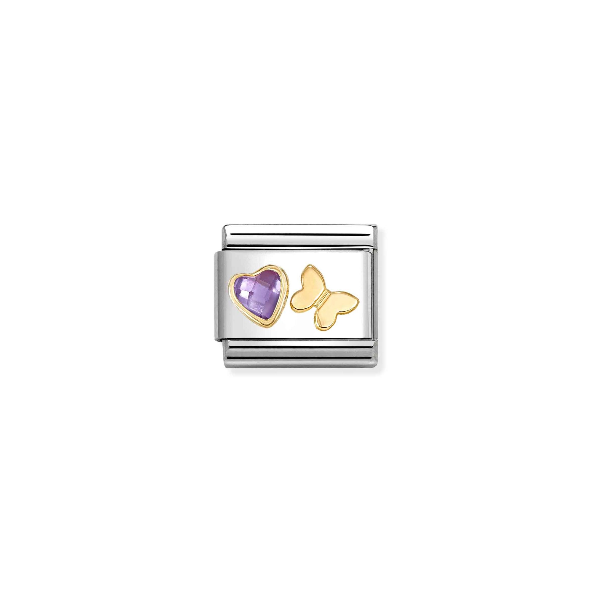 Nomination Composable Classic Charm Schmetterling violett - Edelstahl, Gold 750 Gelbgold, Zirkonia – Ansicht 2