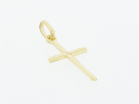 Gold Anhänger Kreuz aus 333 Gold, fein und klassisch, mit einer Größe von 1,8 cm. Hergestellt von Juwelier Harnisch, elegantes Design für jeden Anlass.