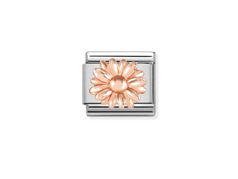 Roségoldenes Charm mit Margeritenmotiv von Nomination, Modell Classic 430106 08, elegantes Design, ideal für kreative Armbänder und persönliche Schmuckgestaltung.
