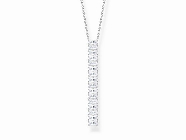 Thomas Sabo Kette KE2117-051-14-L45V aus Sterling Silber mit langem Anhänger und weißen Zirkonia-Steinen, Länge 45 cm, elegant und zeitlos für jeden Anlass geeignet.