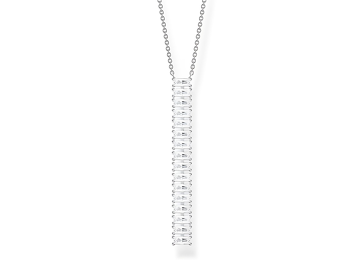 Thomas Sabo Kette KE2117-051-14-L45V aus Sterling Silber mit langem Anhänger und weißen Zirkonia-Steinen, Länge 45 cm, elegant und zeitlos für jeden Anlass geeignet.