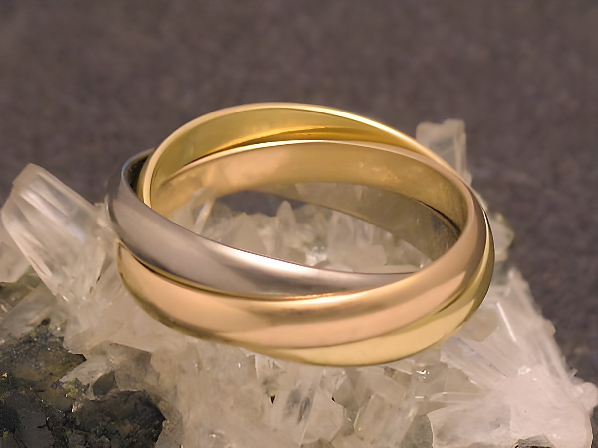 Goldring never ending aus Gold 585 in Größe 56,5 vom Juwelier Harnisch, erweiterbar bis Größe 58/18,5, zeigt ein elegantes Design mit mehreren miteinander verwobenen Ringen.