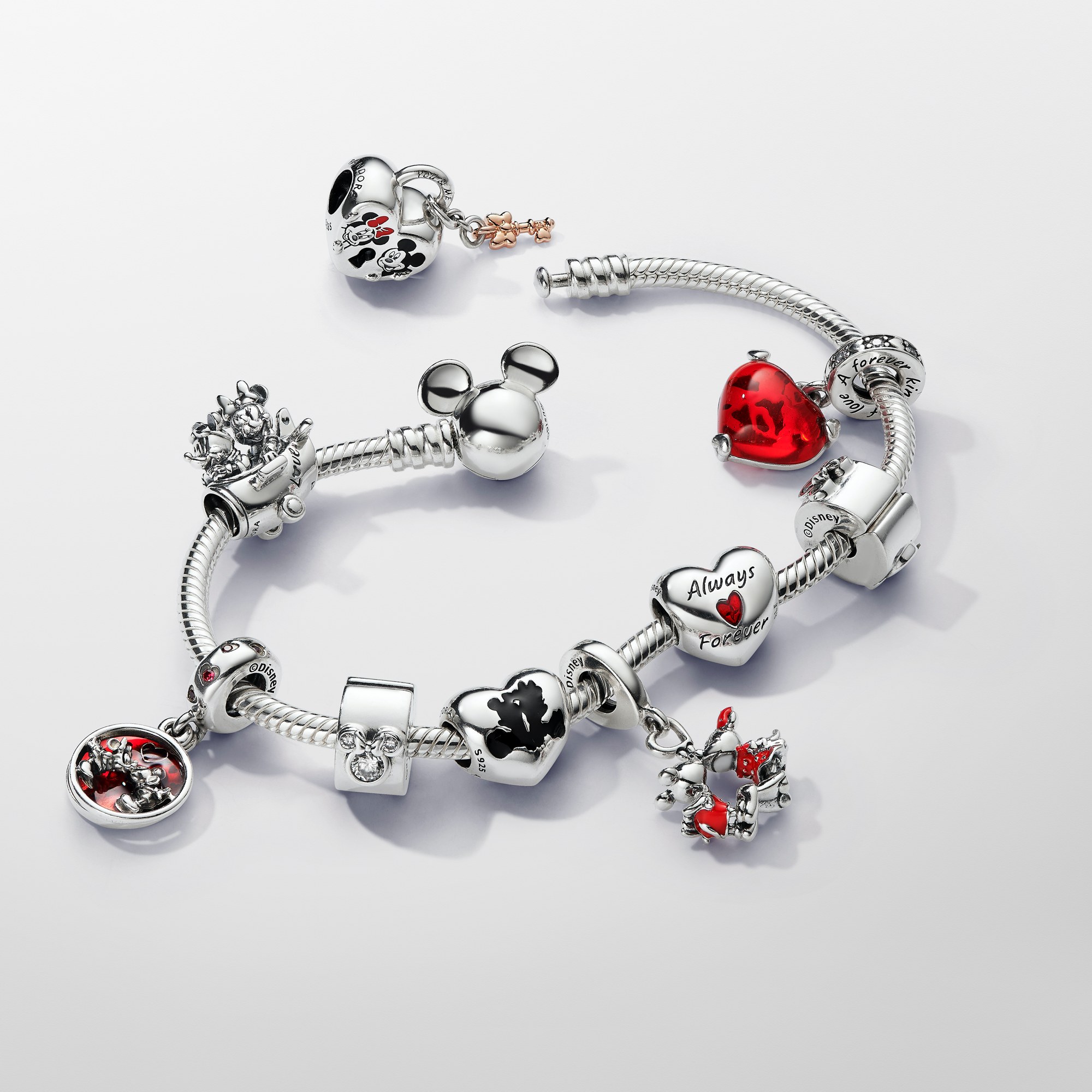 Pandora Disney Micky Maus Verschluss Schlangen-Gliederarmband - Sterling Silber – Ansicht 2