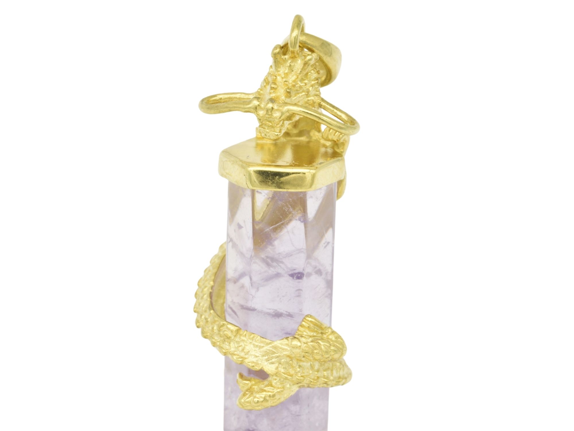 Anhänger Drachen Pendel - Sterling Silber 925 - Gelb vergoldet poliert - Amethyst Lila