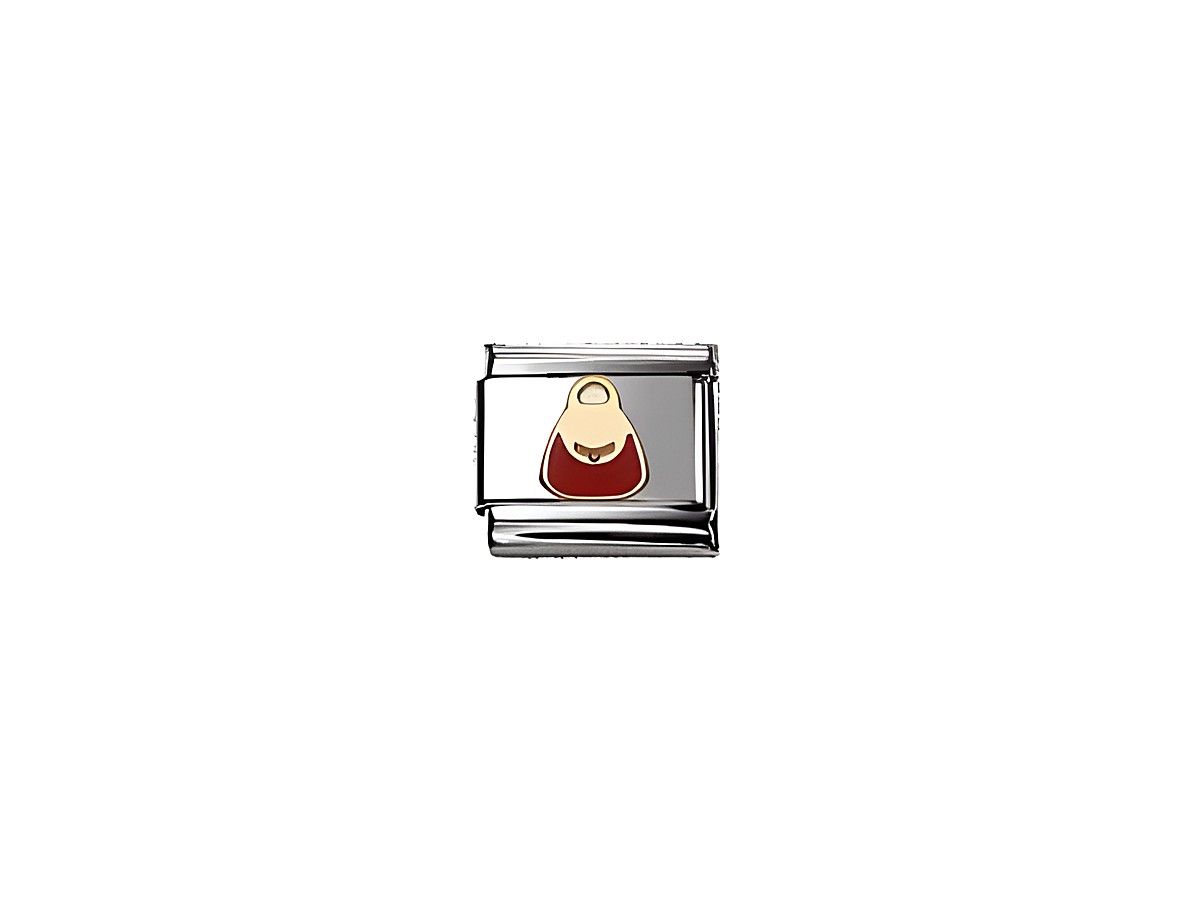 Classic emailliert Tasche rot mit einer stilisierten Handtasche in rot und gold auf einem silbernen Hintergrund, Hersteller Nomination, emailliert.