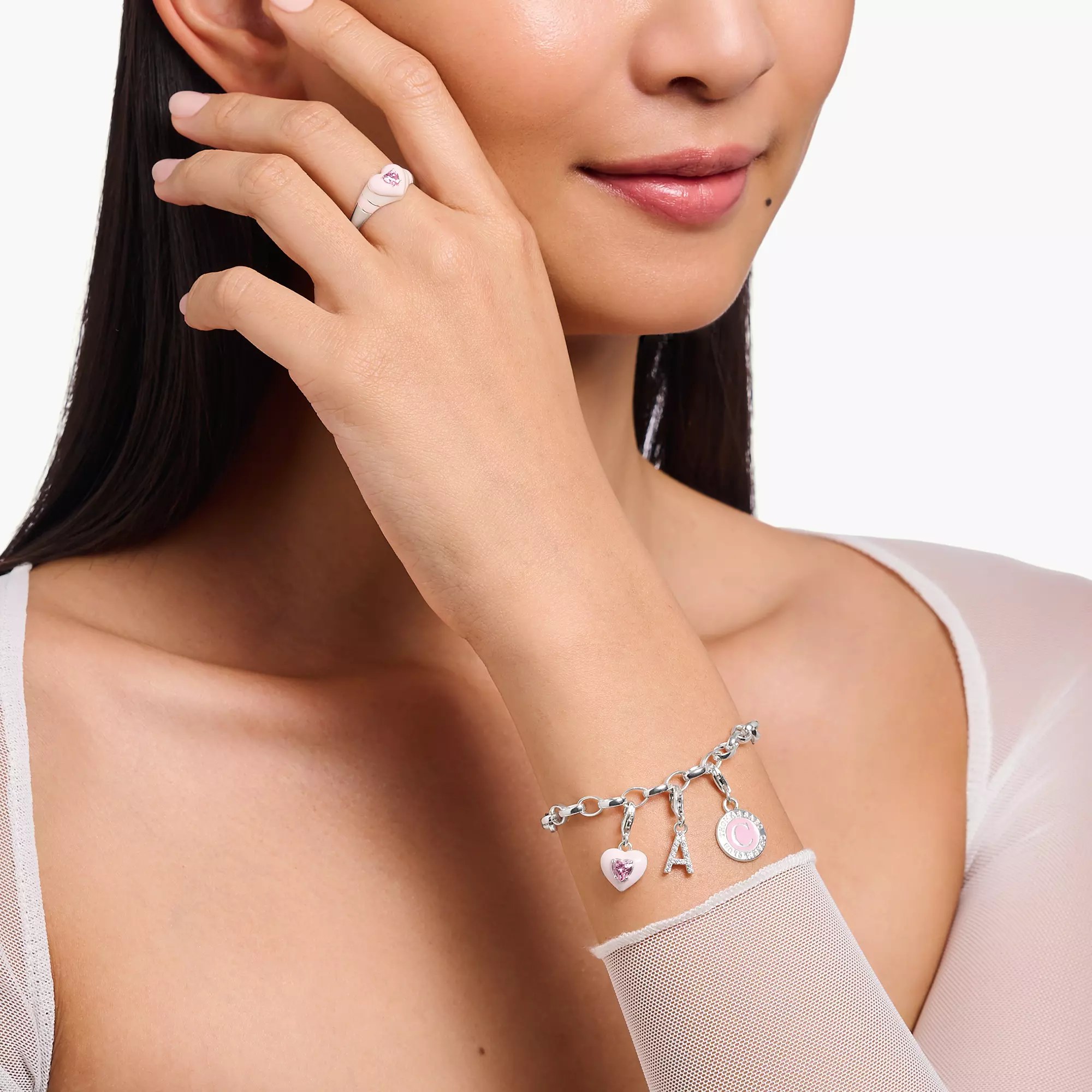 Thomas Sabo Charm-Anhänger - funkelnder Buchstabe A - Silber & Zirkonia - Weiß – Ansicht 3