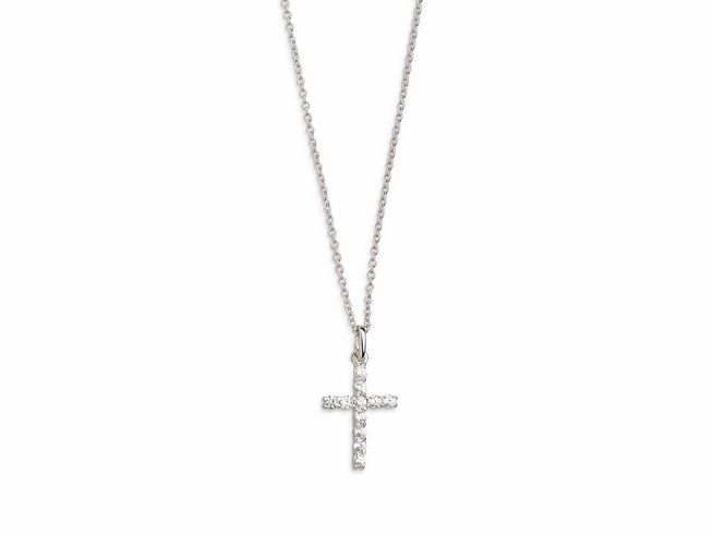 Xenox Sterling Silber Kette XS8617 mit Kreuzanhänger, elegantes Design aus hochwertigem Silber, Ankerkette in 40-45 cm Länge, ideal für jeden Anlass.
