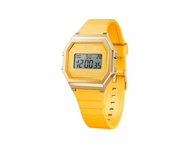 50441300-0 Die Ice Watch Uhr ICE digit retro Light pineapple 022053 Small in sonnengelb hat ein digitales Ziffernblatt und ein modernes Design, ideal für einen sportlichen Look.