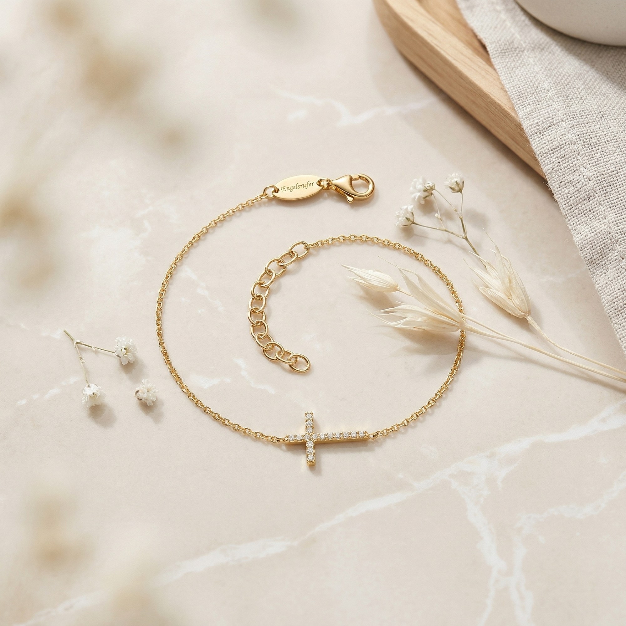 Engelsrufer LILCROSS Armband Kreuz platiert mit Zirkonia - Gelbgold vergoldet auf Silber 17 cm – Ansicht 3