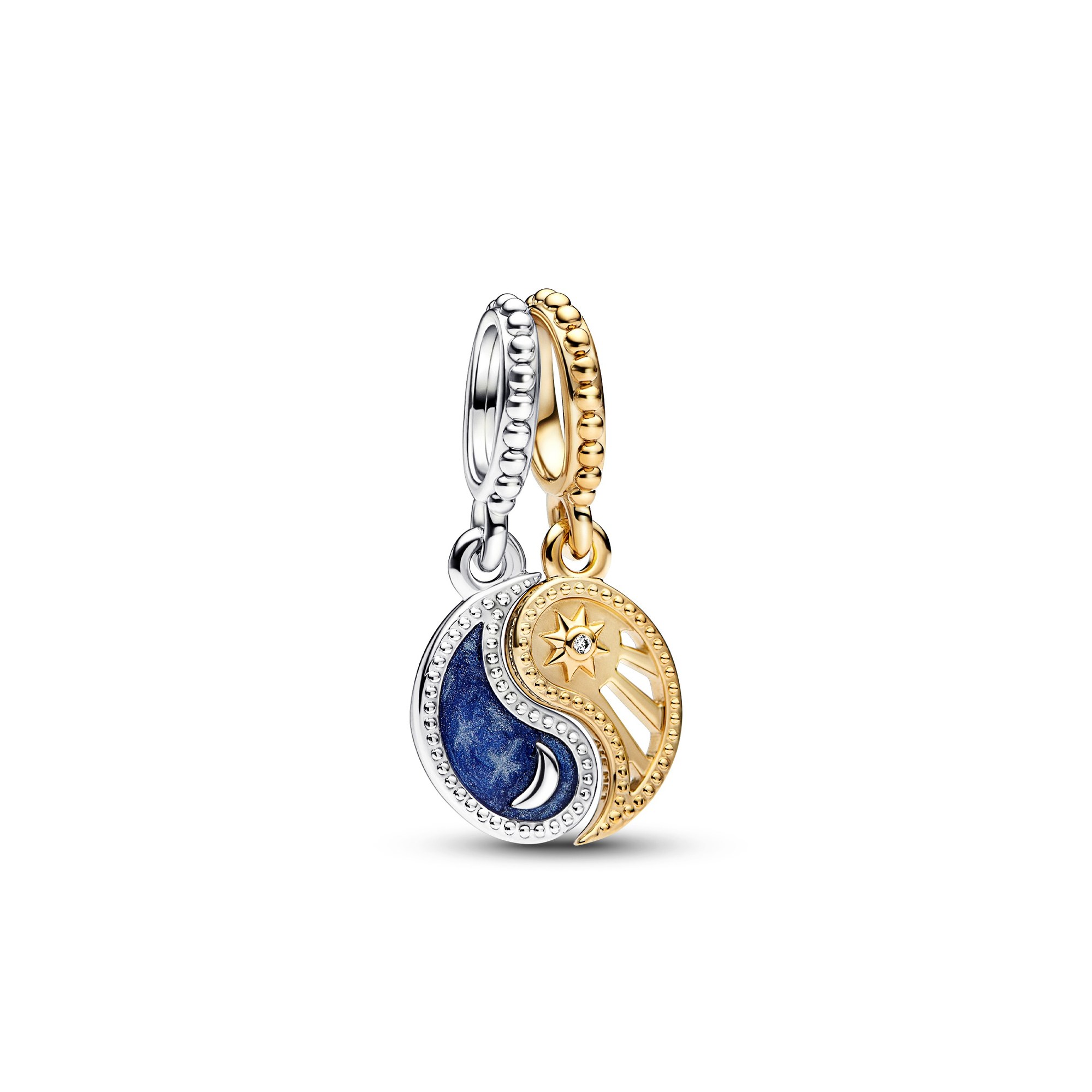 Pandora Bicolor Teilbarer Sonne & Mond Charm-Anhänger - Sterling Silber and Gelbgold Vergoldung