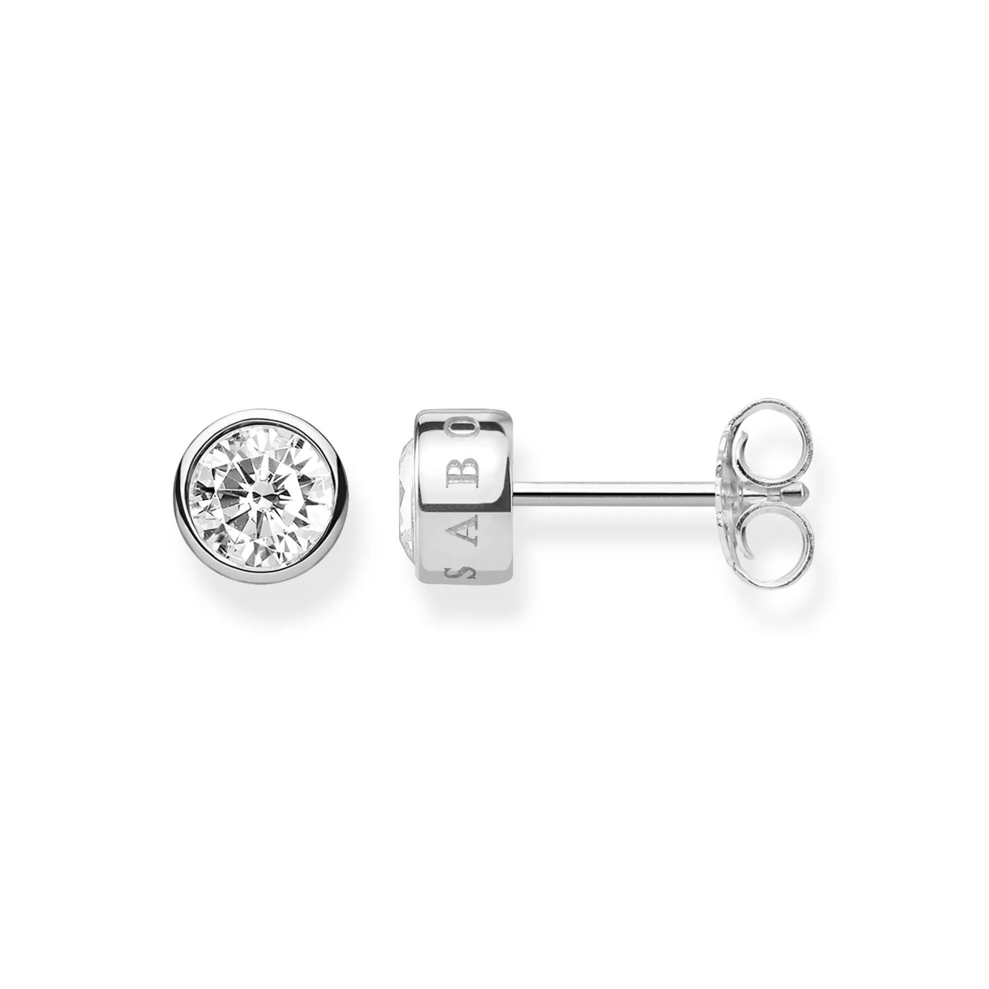 Thomas Sabo Ohrstecker weißer Stein – Silber – Zirkonia – 6 mm hoch