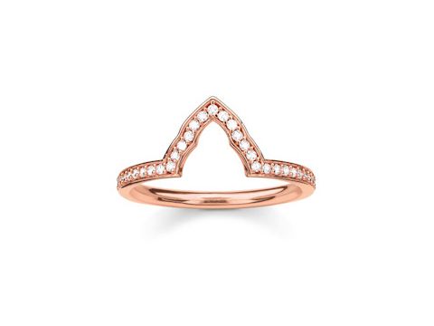 41607923-0 Ring von Thomas Sabo TR2070-416-14-52 aus Silber, vergoldet mit Roségold, verziert mit weißen Zirkonia, Größe 52, elegantes Design.