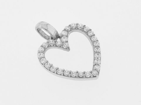 Herz Silber Anhänger lieblich rhod. mit Zirkonia, Hersteller Juwelier Harnisch, Perlen & Steine, ein elegantes Schmuckstück, ideal zum Verzieren von Ketten oder Armbändern.