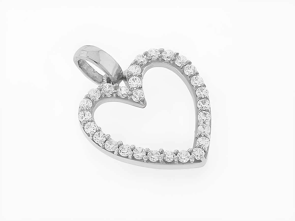 Herz Silber Anhänger lieblich rhod. mit Zirkonia, Hersteller Juwelier Harnisch, Perlen & Steine, ein elegantes Schmuckstück, ideal zum Verzieren von Ketten oder Armbändern.